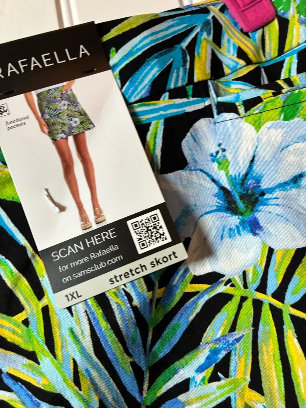 Rafaella Floral Palm Print Skort in Blue & Green